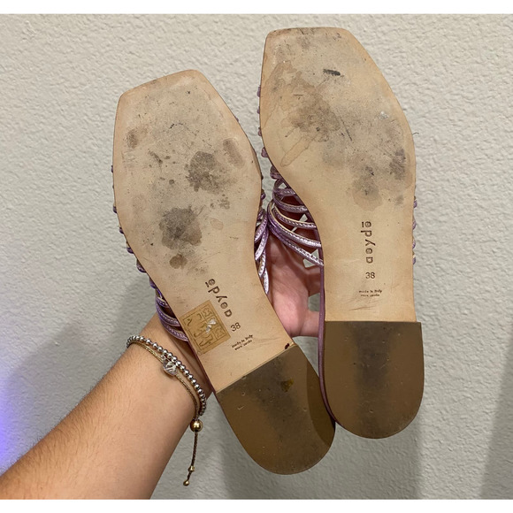 Aeyde Natasha Nappa Metalic Purple Sandals Flats sz 38 - Picture 7 of 8